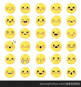 Smiles collection. Cute emoticons human faces emotions angry happy sad holiday smile recent vector round cartoon balls recent vector templates set isolated. Happy smile facial expression illustration. Smiles collection. Cute emoticons human faces emotions angry happy sad holiday smile recent vector round cartoon balls recent vector templates set isolated