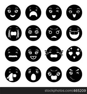 Smiles icons set. Simple illustration of 16 smiles vector icons for web. Smiles icons set, simple style