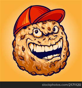 Smiley Chocolate Cookies Biscuit Hat Vector illustrations for your work Logo, mascot merchandise t-shirt, stickers and Label designs, poster, greeting cards advertising business company or brands.