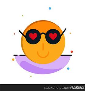 Smiley, Emojis, Love, Cute, User Abstract Flat Color Icon Template