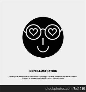 Smiley, Emojis, Love, Cute, User solid Glyph Icon vector