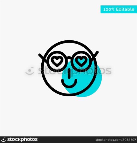 Smiley, Emojis, Love, Cute, User turquoise highlight circle point Vector icon