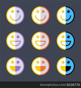 Smiley emoticon icon or happy smiling face. Colored smiley symbol or happy smiling face sign. Emoji or emoticon icon in flat style. Graphic element for design saved as an vector illustration in file format EPS