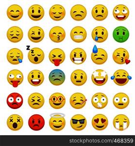 Smiley face set. Character facial yellow sign message people man emotion feelings chat cartoon vector chat icons. Smiley face set. Character facial yellow sign message people man emotion feelings chat cartoon vector icons