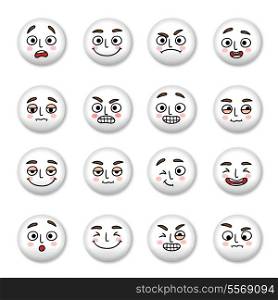Smiley faces icons set of sadness winking and confusion isolated vector illustration