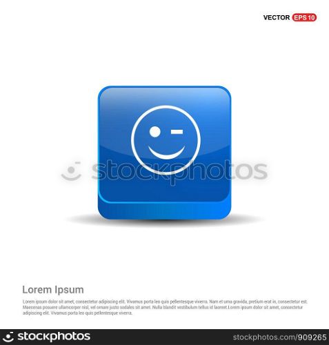 smiley icon, Face icon - 3d Blue Button.