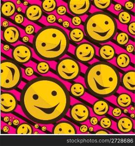 smiley signs on pink striped background