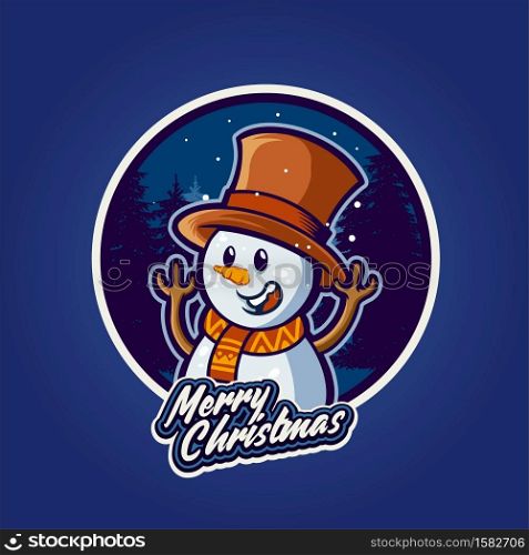 smiley snowman in Merry christmas with Background Vector Illustrations for your gretting advertising elements