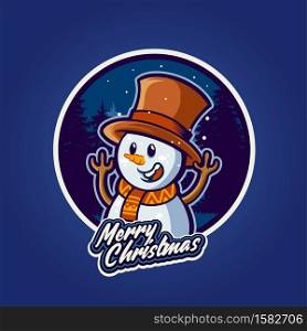 smiley snowman in Merry christmas with Background Vector Illustrations for your gretting advertising elements