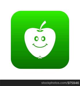 Smiling apple icon digital green for any design isolated on white vector illustration. Smiling apple icon digital green
