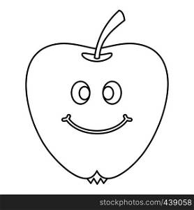 Smiling apple icon in outline style isolated vector illustration. Smiling apple icon outline