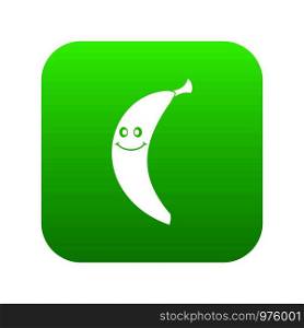 Smiling banana icon digital green for any design isolated on white vector illustration. Smiling banana icon digital green
