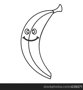 Smiling banana icon in outline style isolated vector illustration. Smiling banana icon outline