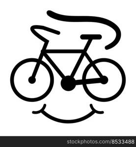 Smiling biker, bicycle with smile