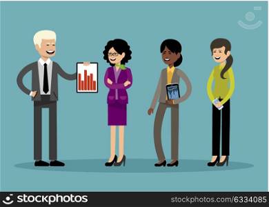 Smiling business people, office workers. Vector illustration