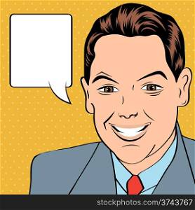 smiling businessman, pop art style illustration in vector format