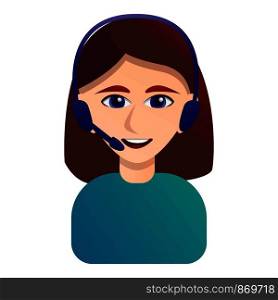 Smiling call center operator icon. Cartoon of smiling call center operator vector icon for web design isolated on white background. Smiling call center operator icon, cartoon style