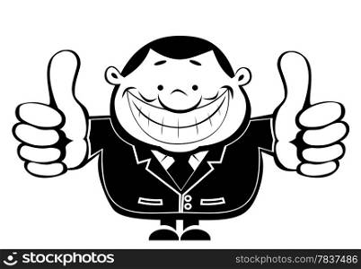 Smiling cartoon businessman showing thumbs up. Vector EPS8