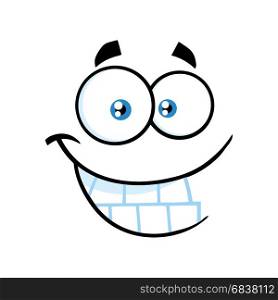 Smiling Cartoon Funny Face With Smiley Expression. Illustration Isolated On White Background