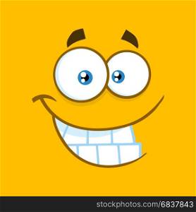 Smiling Cartoon Square Emoticons With Smiley Expression. Illustration With Yellow Background