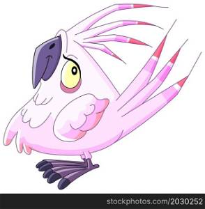 Smiling chubby pink parrot cartoon