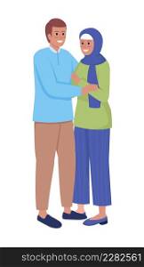 Smiling couple semi flat color vector characters. Standing figures. Full body people on white. Happy pair embracing simple cartoon style illustration for web graphic design and animation. Smiling couple semi flat color vector characters