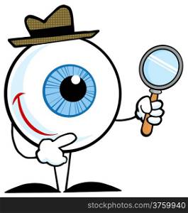 Smiling Detective Eyeball Holding A Magnifying Glass