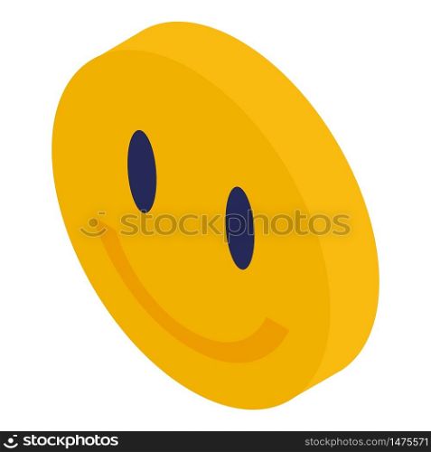 Smiling emoji icon. Isometric of smiling emoji vector icon for web design isolated on white background. Smiling emoji icon, isometric style