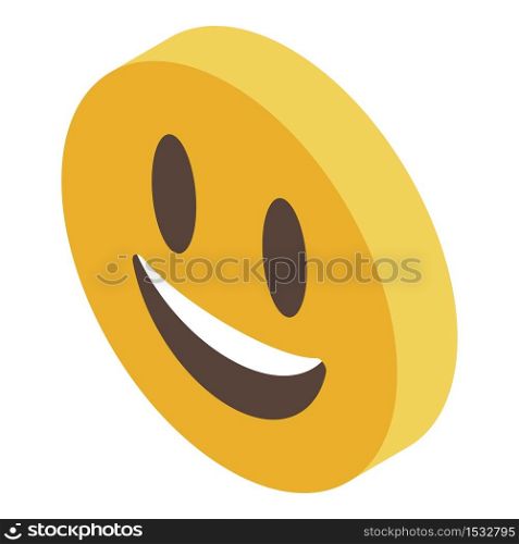 Smiling emoji reputation icon. Isometric of smiling emoji reputation vector icon for web design isolated on white background. Smiling emoji reputation icon, isometric style