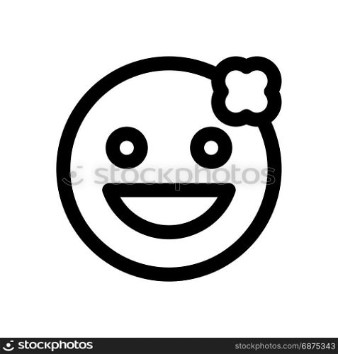 smiling emoji with flower, icon on isolated background