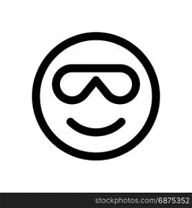 smiling emoji with sunglasses, icon on isolated background