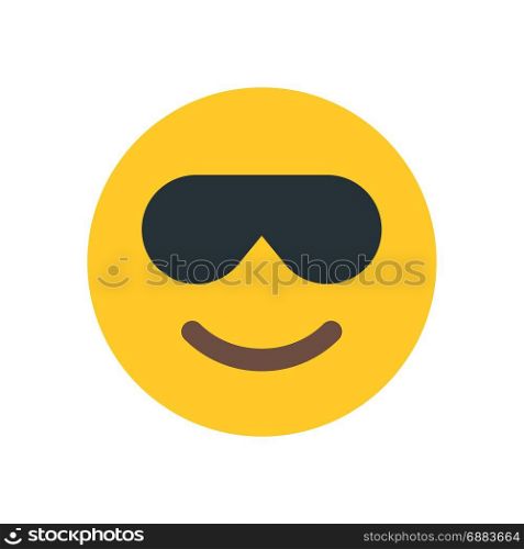 smiling emoji with sunglasses, icon on isolated background,