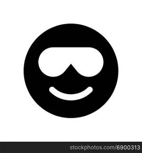 smiling emoji with sunglasses, icon on isolated background