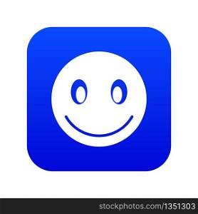 Smiling emoticon digital blue for any design isolated on white vector illustration. Smiling emoticon digital blue