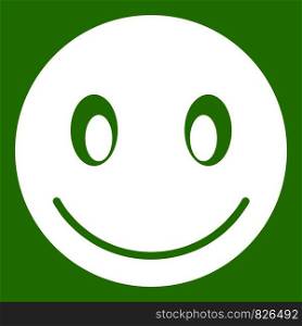 Smiling emoticon white isolated on green background. Vector illustration. Smiling emoticon green