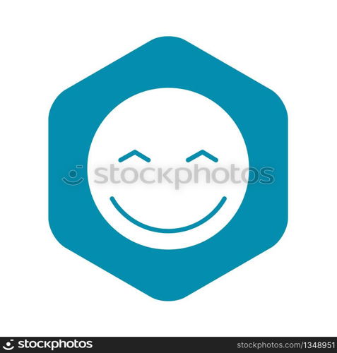 Smiling emoticon with smiling eyes icon in simple style isolated on white background. Smiling emoticon with smiling eyes icon