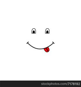 Smiling face and showing tongue in cartoon style. Happy emotion. Eps10. Smiling face and showing tongue in cartoon style. Happy emotion