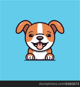 smiling face dog tongue out vector illustration