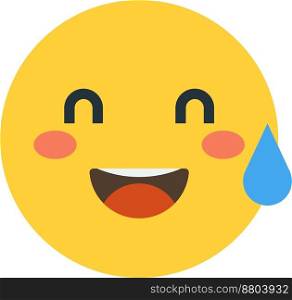 Smiling face emoji with sweat illustration in minimal style isolated on background