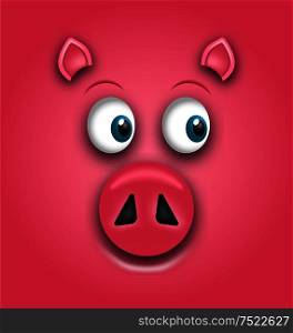 Smiling Face of Pig, Symbol of Chinese New Year 2019 - Illustration Vector. Smiling Face of Pig, Symbol of Chinese New Year 2019
