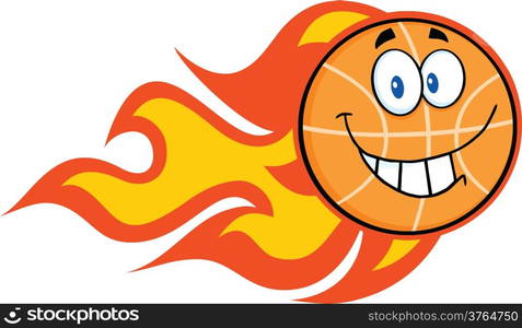 Smiling Flaming Basketball Cartoon Character