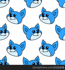 smiling fox blue pattern seamless textile print