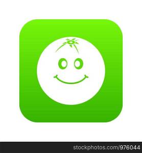 Smiling fruit icon digital green for any design isolated on white vector illustration. Smiling fruit icon digital green