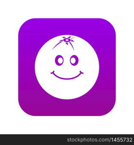 Smiling fruit icon digital purple for any design isolated on white vector illustration. Smiling fruit icon digital purple