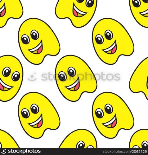 smiling ghost yellow seamless pattern textile print