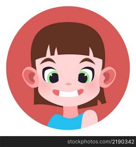 Smiling girl portrait. Child avatar for web user isolated on white background. Smiling girl portrait. Child avatar for web user
