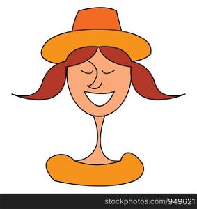 Smiling girl with hat illustration vector on white background