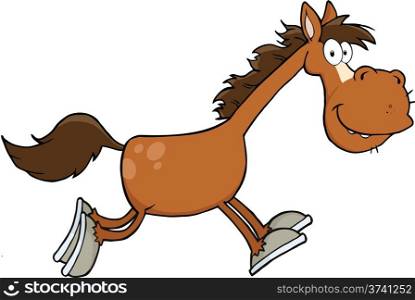 Smiling Horse Cartoon Character Running