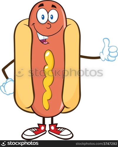 Smiling Hot Dog Cartoon Mascot Character Showing A Thumb Up