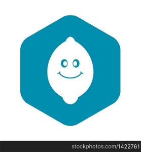 Smiling lemon fruit icon in simple style isolated vector illustration. Smiling lemon fruit icon simple